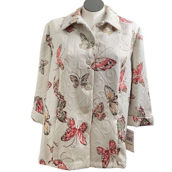 Alfred Dunner Woman Textured Jacket Topper 18W Mature Butterfly Easter Vacation - Picture 1 of 9